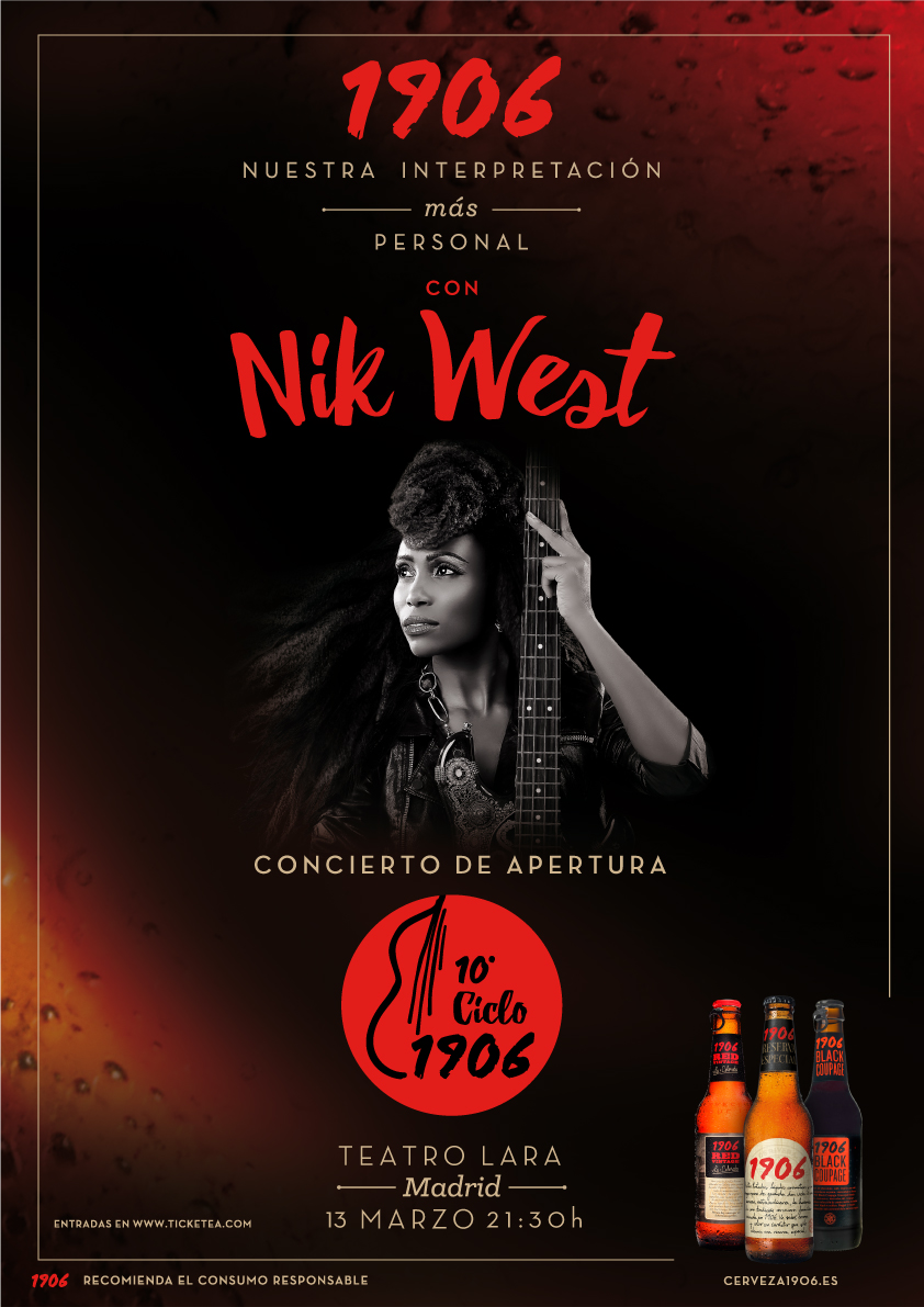 Nik West abrirá el 10º Aniversario del Ciclo 1906 el 13 de marzo en Madrid