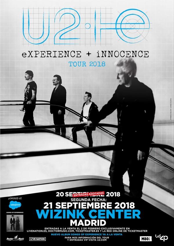 ¡U2 añade una segunda fecha en Madrid dentro de su gira eXPERIENCE + iNNOCENCE Tour 2018!