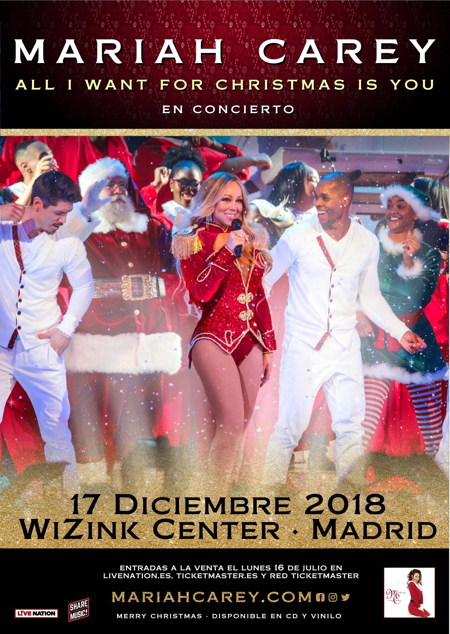 Mariah Carey anuncia un concierto en Madrid dentro de su gira ‘All I Want For Christmas Is You Tour’